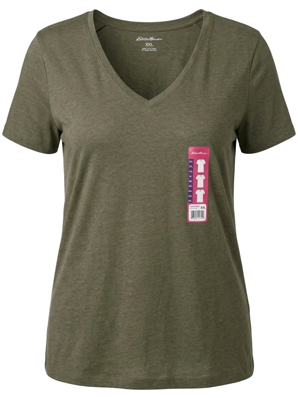 New With Tags Eddie Bauer Olive V-Neck Short Sleeve Tee Size XXL